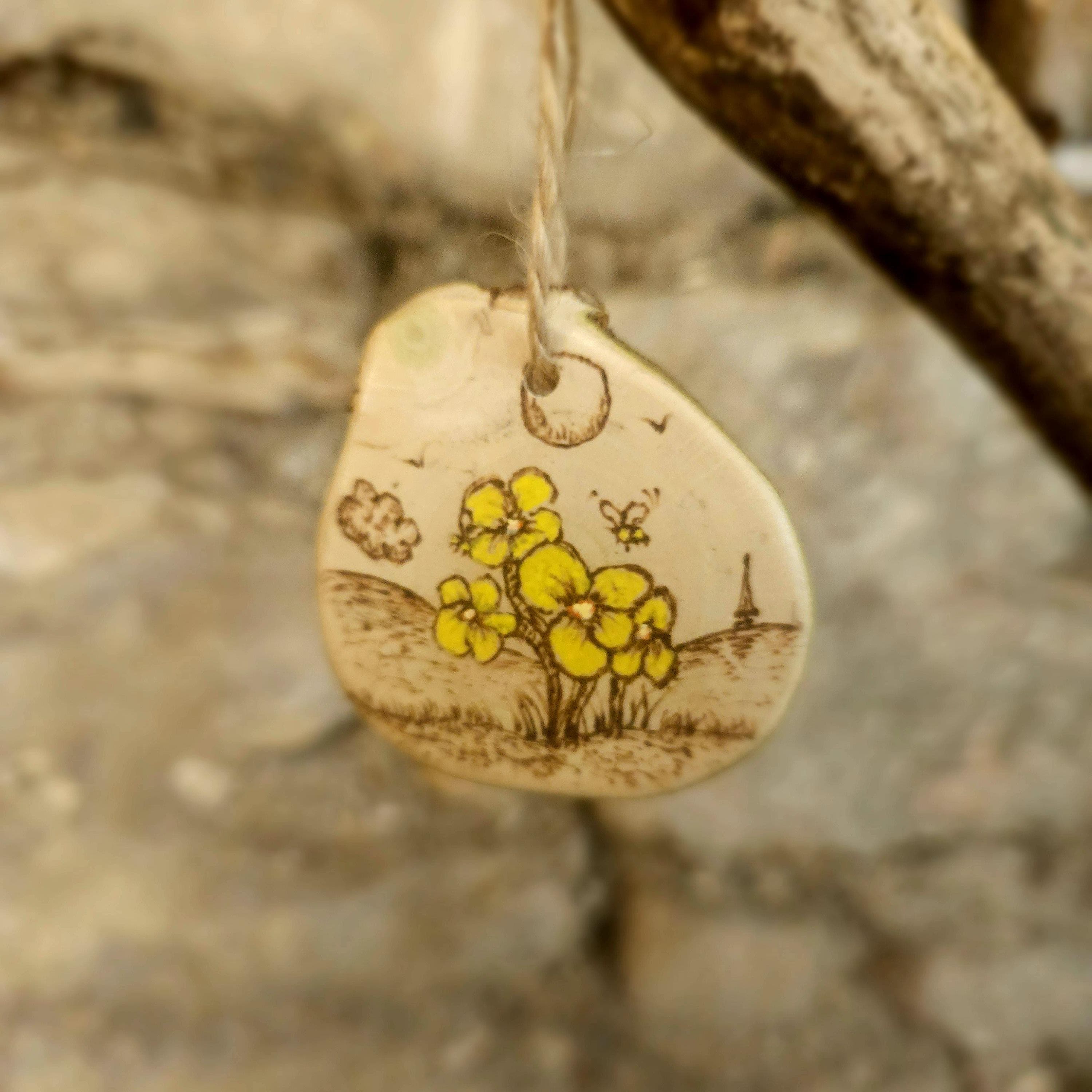 Whimsical Wooden Ornament Spring Flowers Landscape Ideal Mother's Day Gift, made in Wotton-under-Edge, Gloucestershire, by Bough & Burrow - View 2