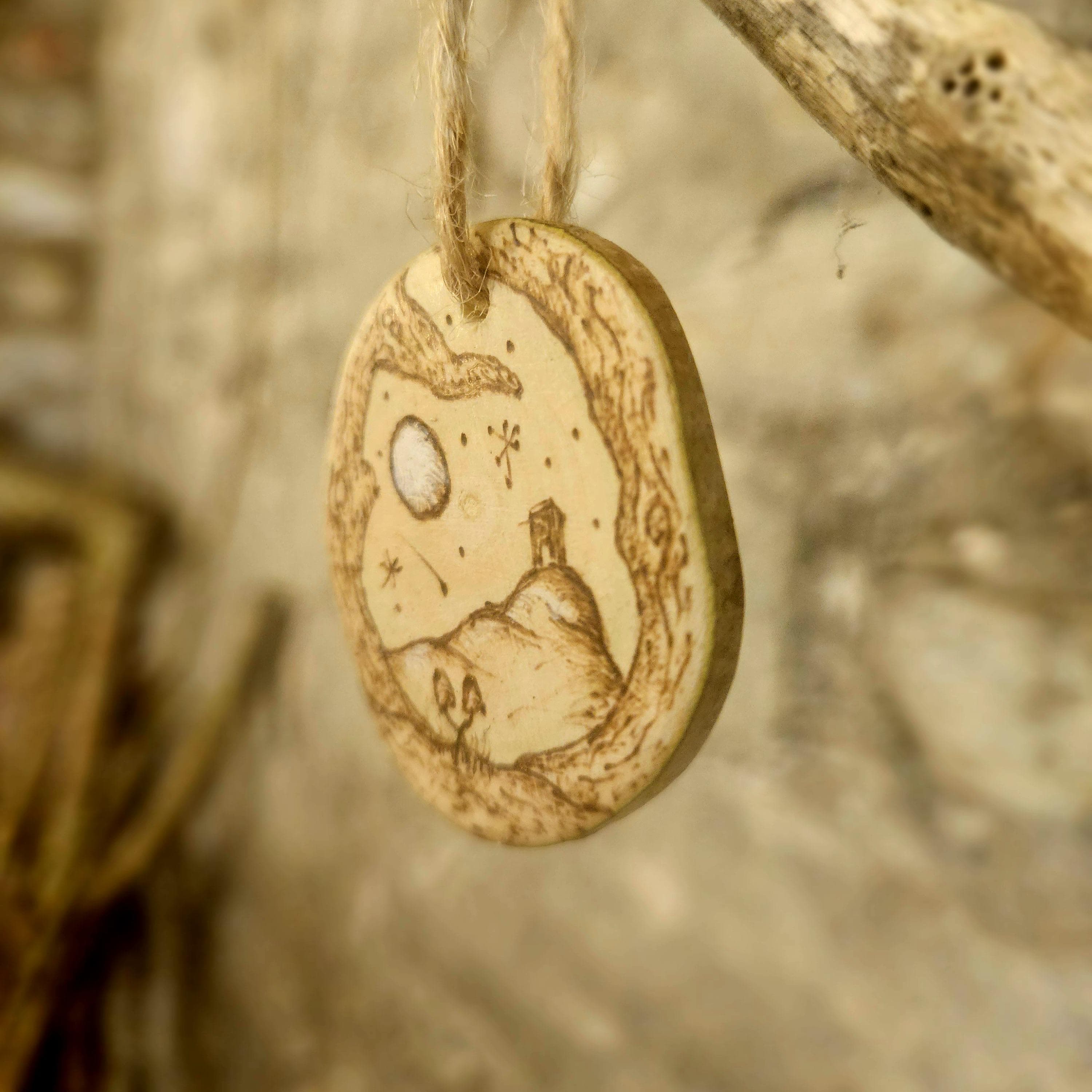 Wood Slice Art Spring Gonk / Gnome & Flowers Wooden Keepsake with Whimsical Landscape, made in Wotton-under-Edge, Gloucestershire, by Bough & Burrow - View 3