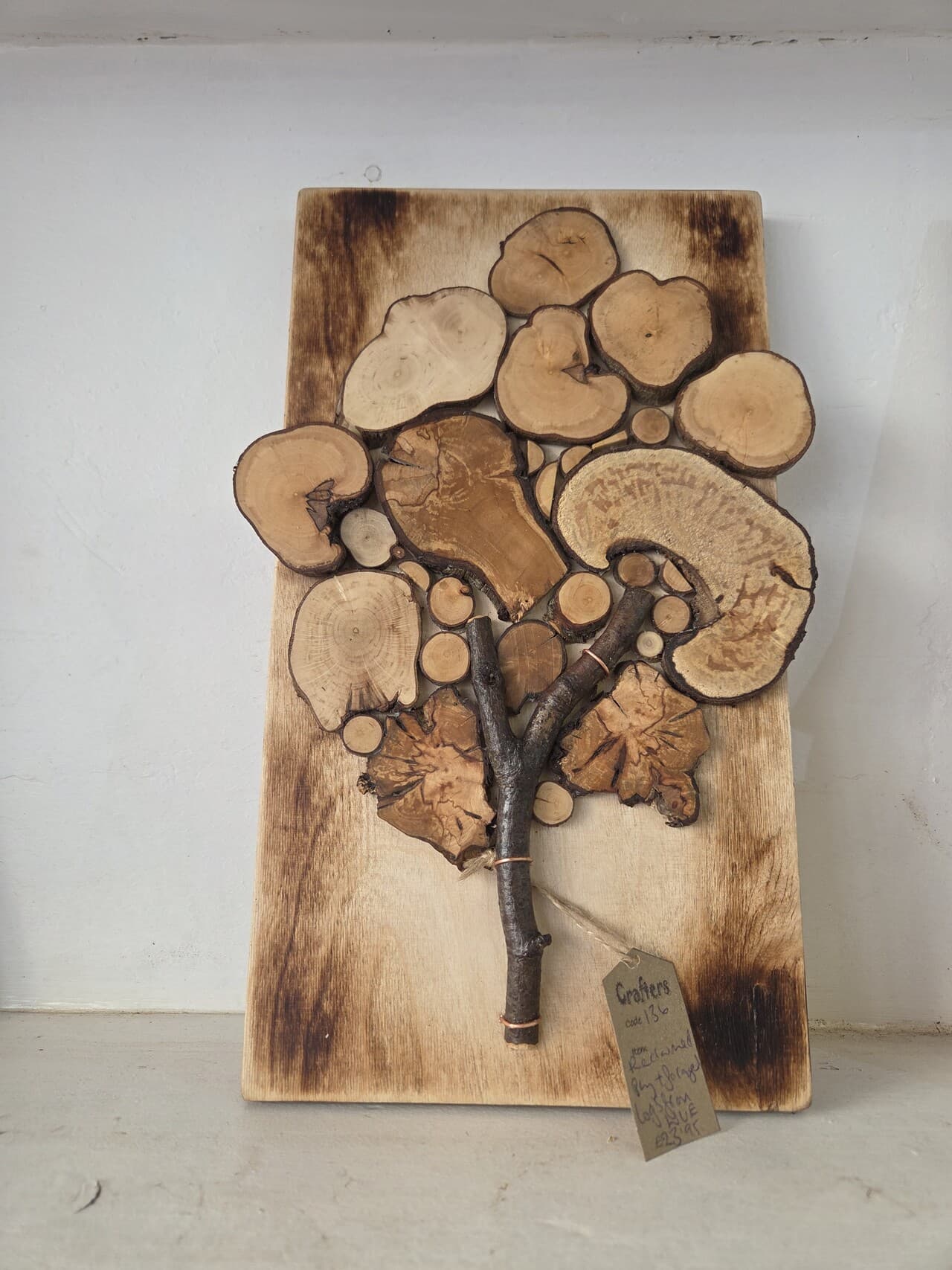 Wood Slice Mosaic Tree, Hazel, Rustic Decor, made in Wotton-under-Edge, Gloucestershire, by Bough & Burrow