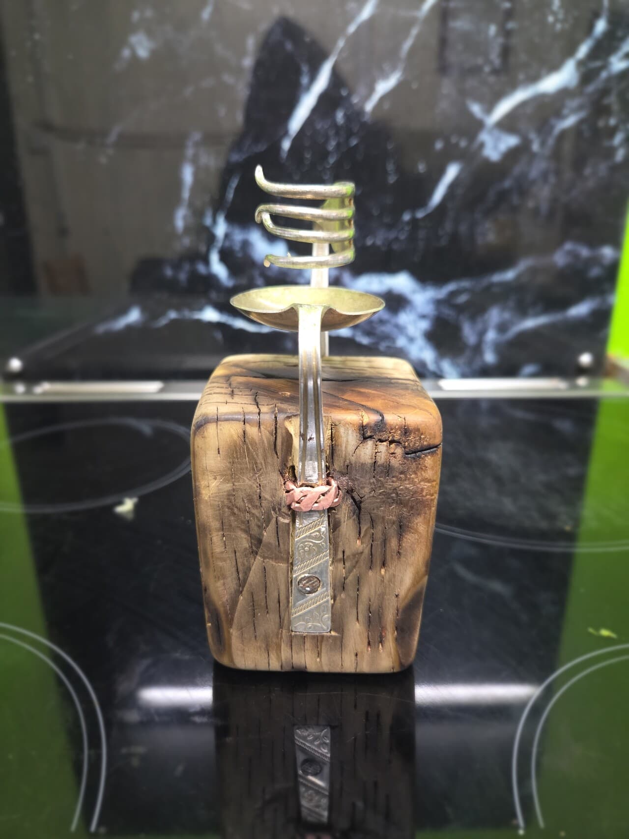 Vintage Fork & Spoon Candle Holder | CH-006, Copper Wire, made in Wotton-under-Edge, Gloucestershire, by Bough & Burrow - Main image