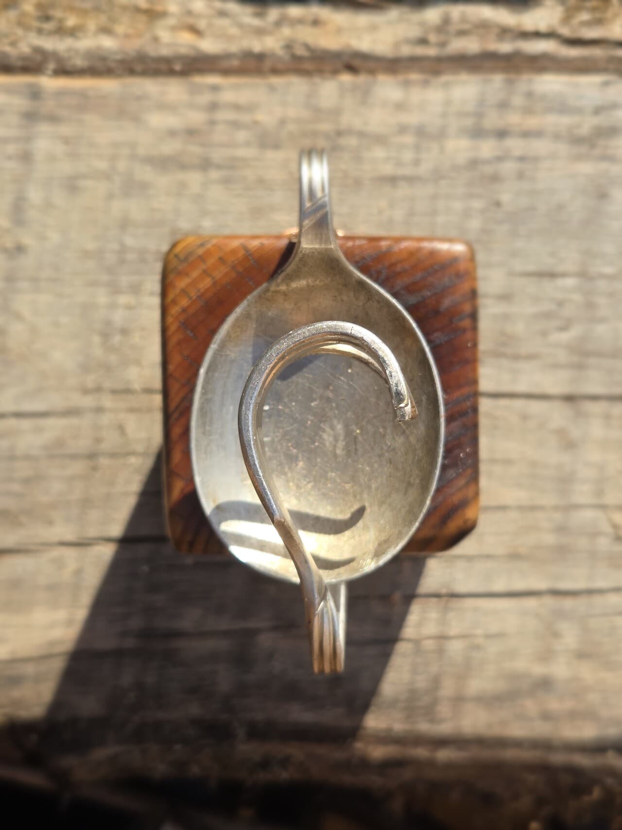 Vintage Fork & Spoon Candle Holder | CH-005, Copper Wire, made in Wotton-under-Edge, Gloucestershire, by Bough & Burrow - View 5