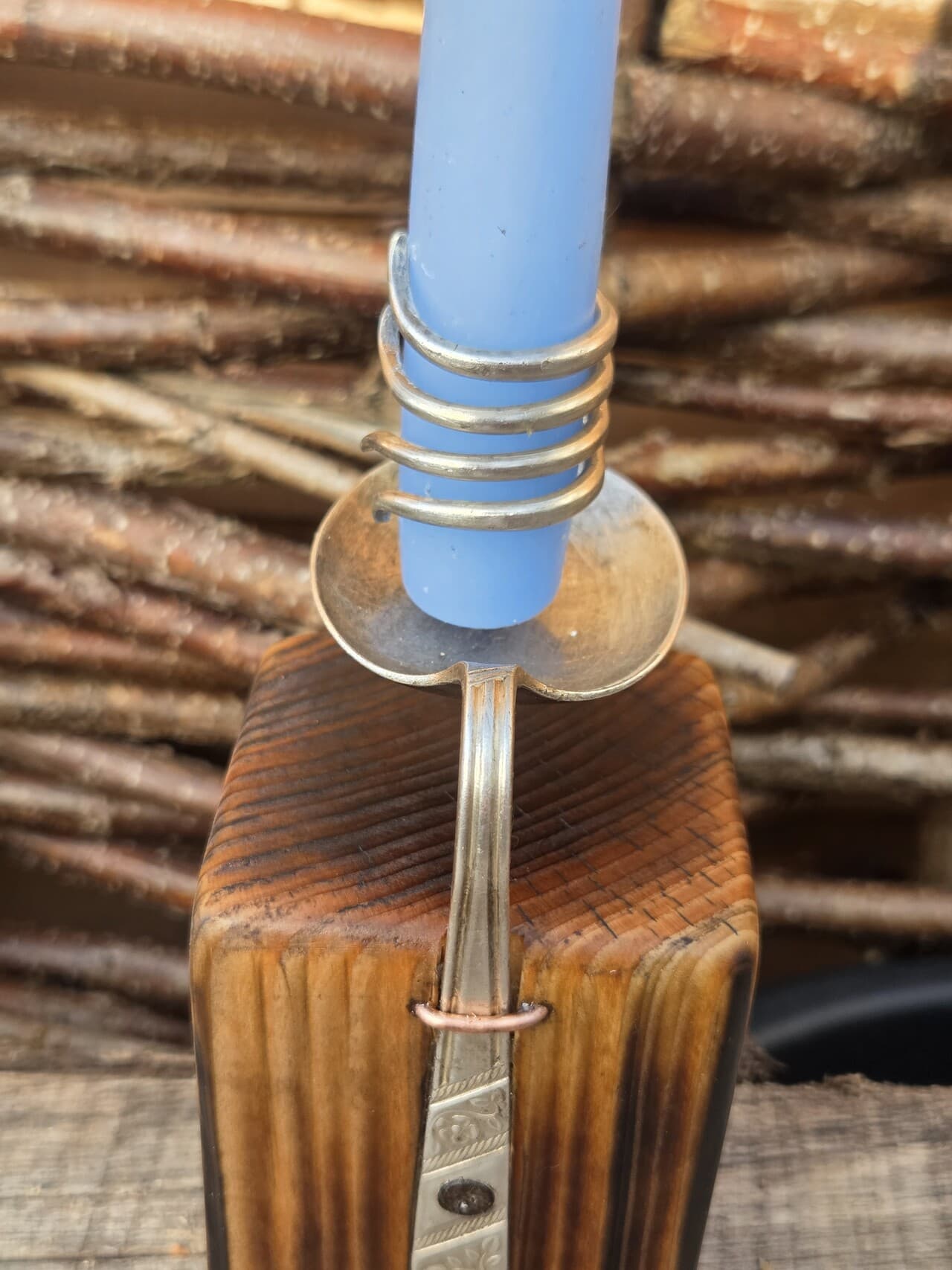 Vintage Fork & Spoon Candle Holder | CH-005, Copper Wire, made in Wotton-under-Edge, Gloucestershire, by Bough & Burrow - View 12
