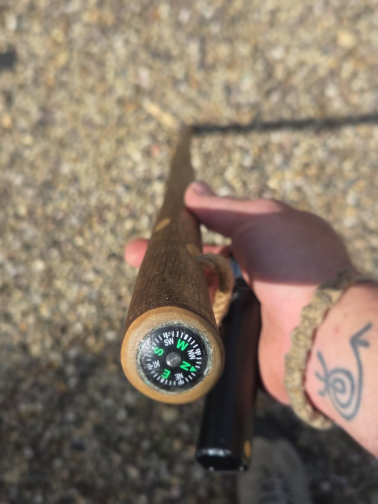 Small Hazel Hiking Stick with Compass | HS-005, Hazel, made in Wotton-under-Edge, Gloucestershire, by Bough & Burrow - View 5