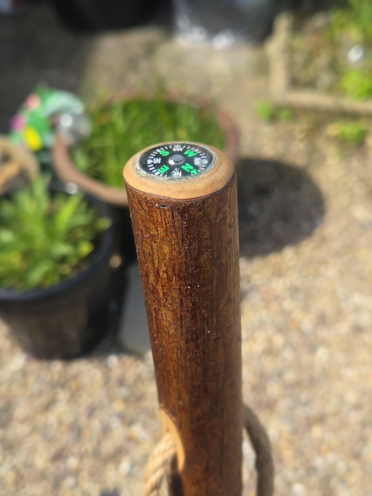 Small Hazel Hiking Stick with Compass | HS-005, Hazel, made in Wotton-under-Edge, Gloucestershire, by Bough & Burrow - View 7