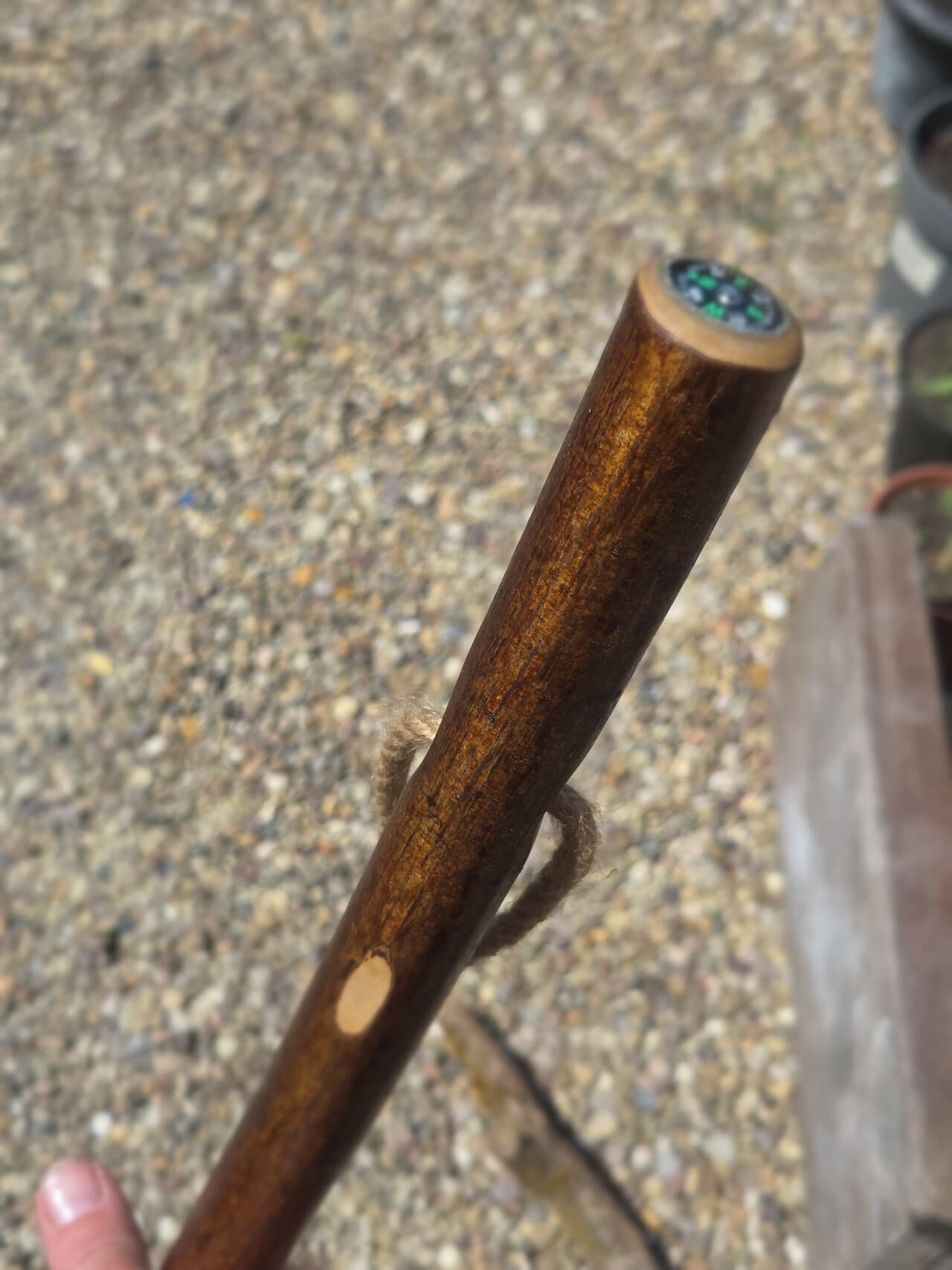 Small Hazel Hiking Stick with Compass | HS-005, Hazel, made in Wotton-under-Edge, Gloucestershire, by Bough & Burrow - View 6