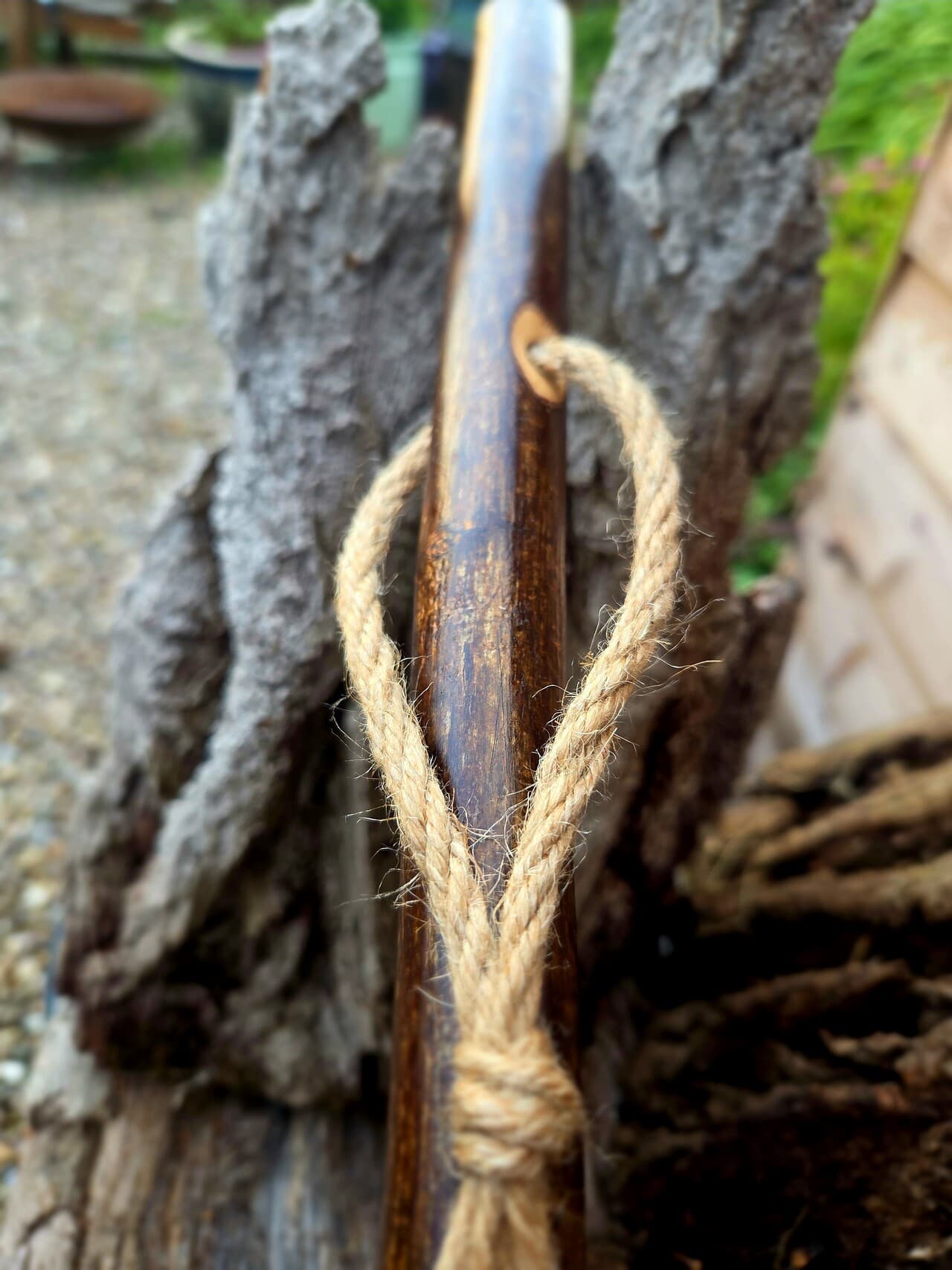 Hazel Hiking Stick with Fuchsite Mica Detailing | HS-007, Hazel, made in Wotton-under-Edge, Gloucestershire, by Bough & Burrow - View 3