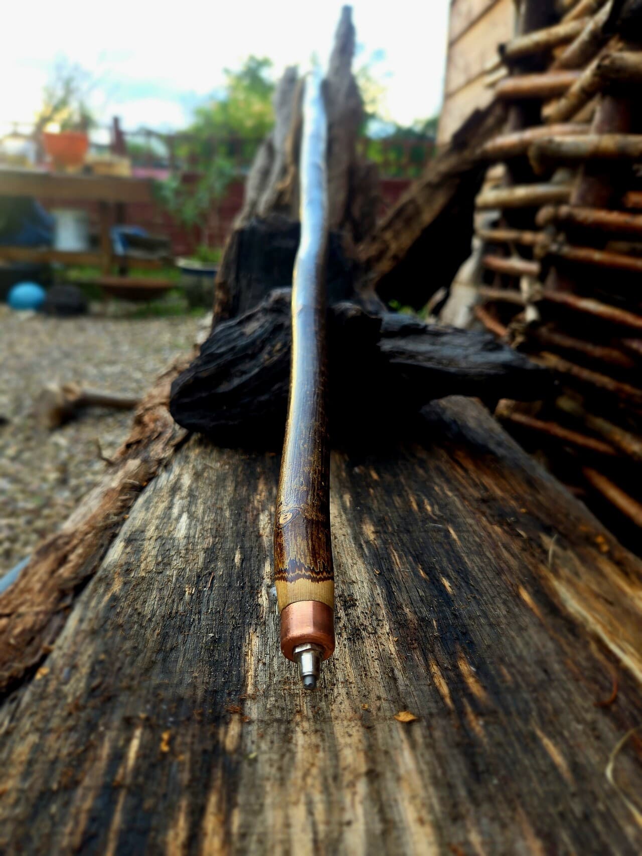 Hazel Hiking Stick with Fuchsite Mica Detailing | HS-007, Hazel, made in Wotton-under-Edge, Gloucestershire, by Bough & Burrow - View 4