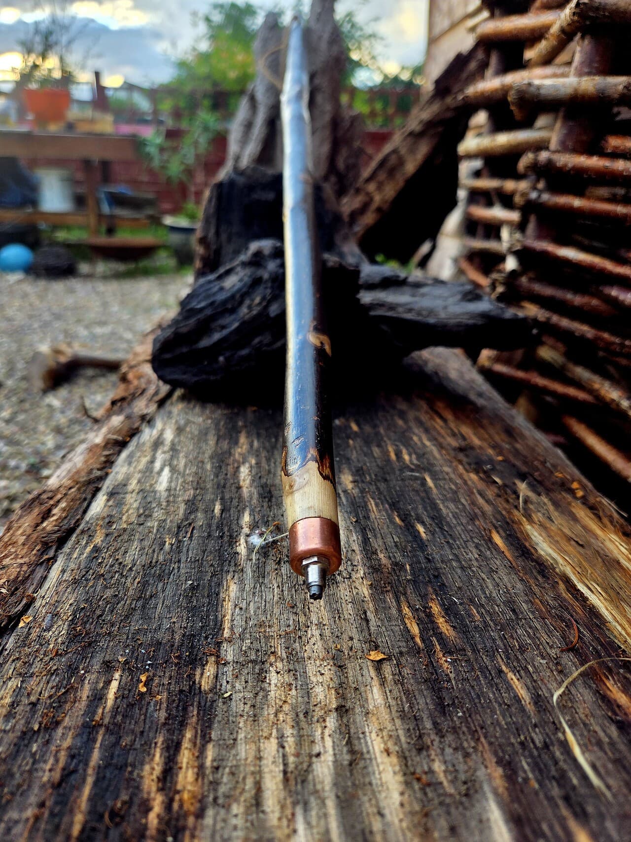 Hiking Stick with Fuchsite Mica Filled Knot | HS-008, Hazel, made in Wotton-under-Edge, Gloucestershire, by Bough & Burrow - View 7