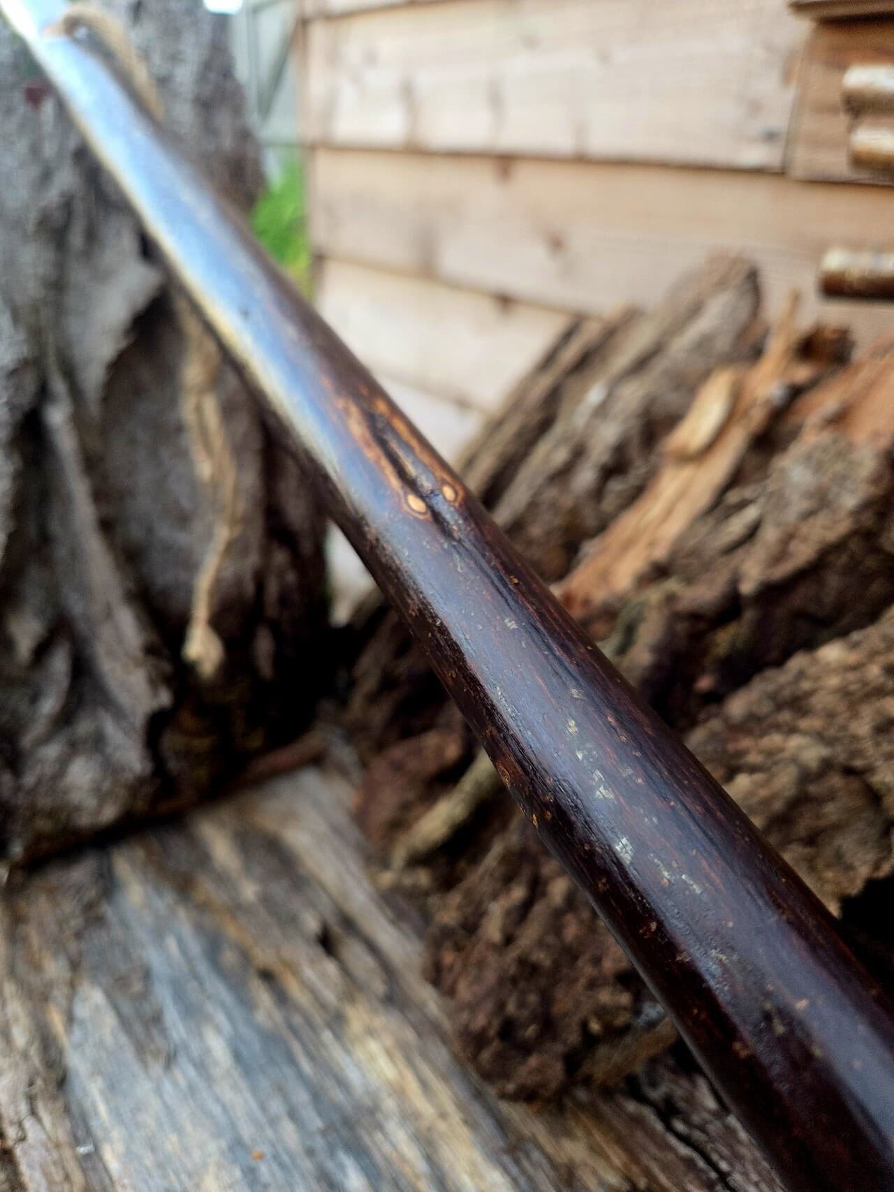 Hiking Stick with Fuchsite Mica Filled Knot | HS-008, Hazel, made in Wotton-under-Edge, Gloucestershire, by Bough & Burrow - View 10