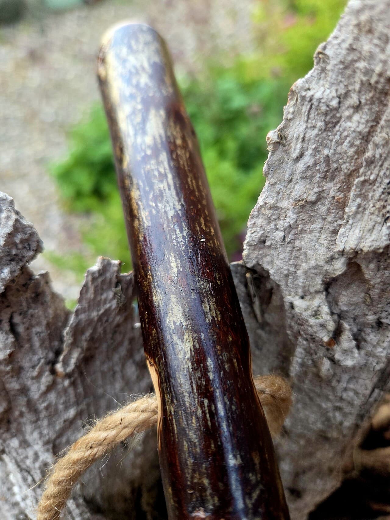 Hiking Stick with Fuchsite Mica Filled Knot | HS-008, Hazel, made in Wotton-under-Edge, Gloucestershire, by Bough & Burrow - View 11