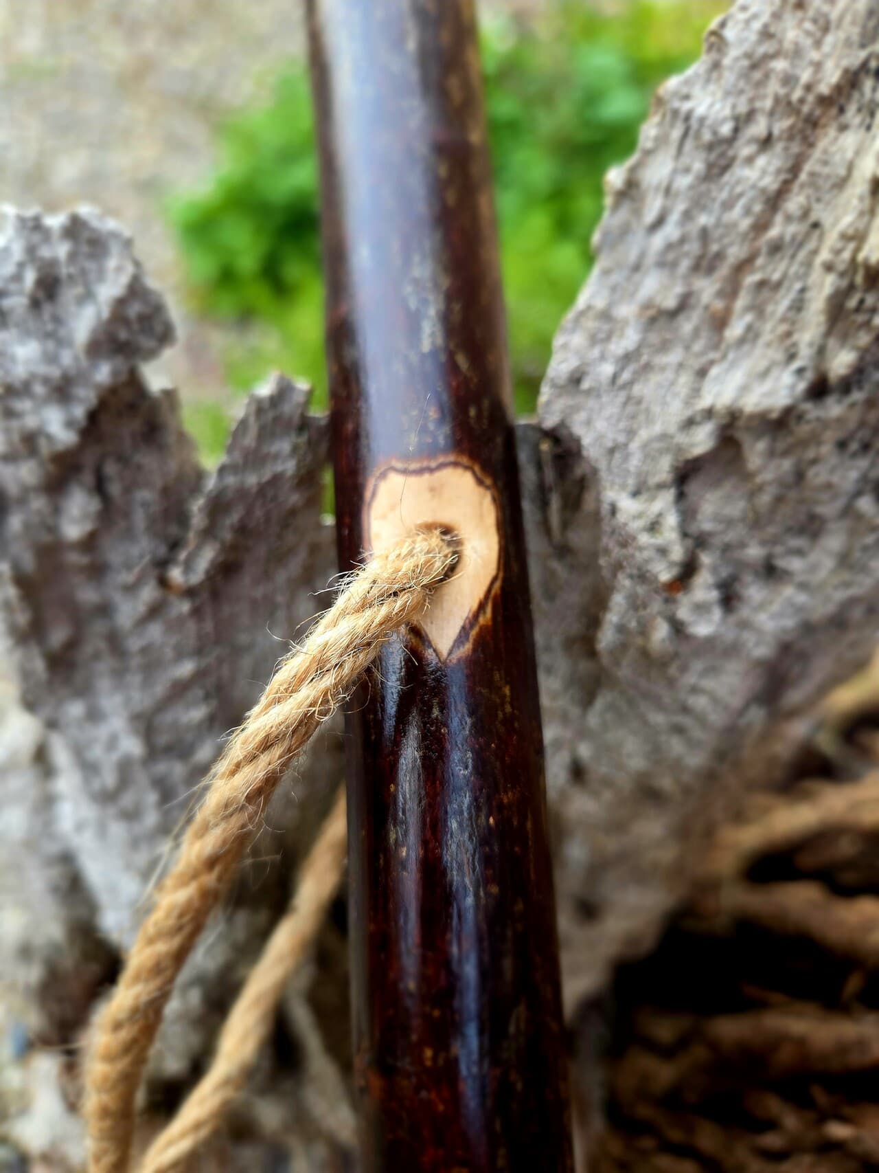 Hiking Stick with Fuchsite Mica Filled Knot | HS-008, Hazel, made in Wotton-under-Edge, Gloucestershire, by Bough & Burrow - View 3