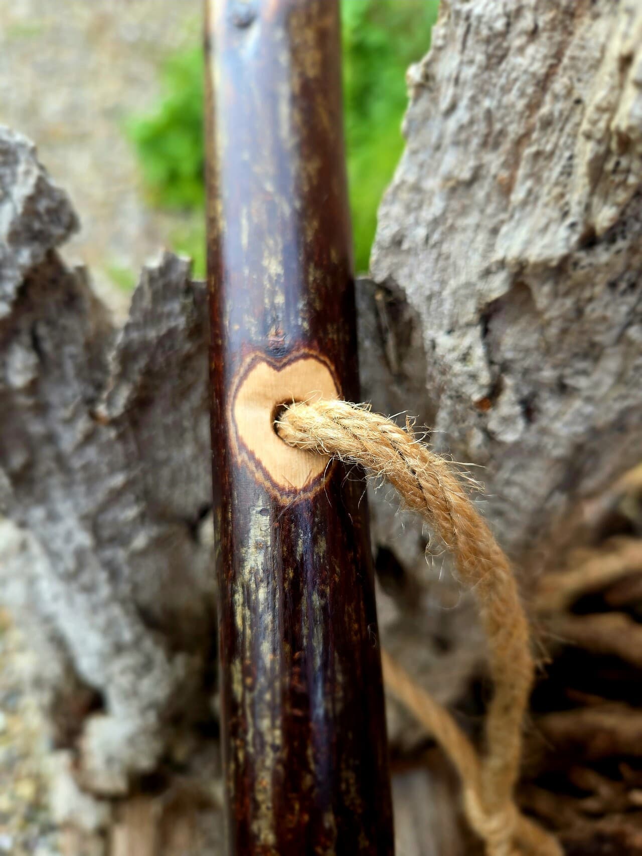 Hiking Stick with Fuchsite Mica Filled Knot | HS-008, Hazel, made in Wotton-under-Edge, Gloucestershire, by Bough & Burrow - View 4