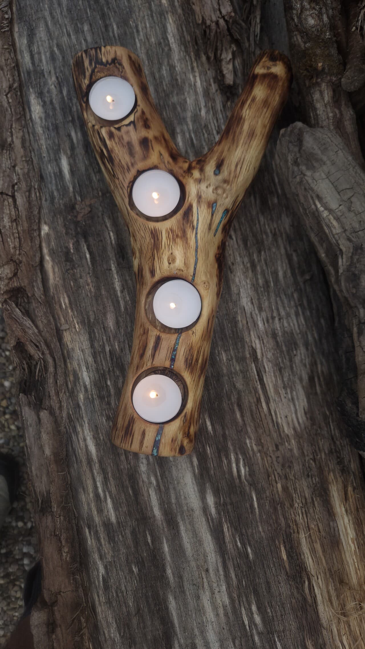 Hazel Tealight Holder with Semi-Precious Stones | TLH-008, Hazel, made in Wotton-under-Edge, Gloucestershire, by Bough & Burrow - View 5