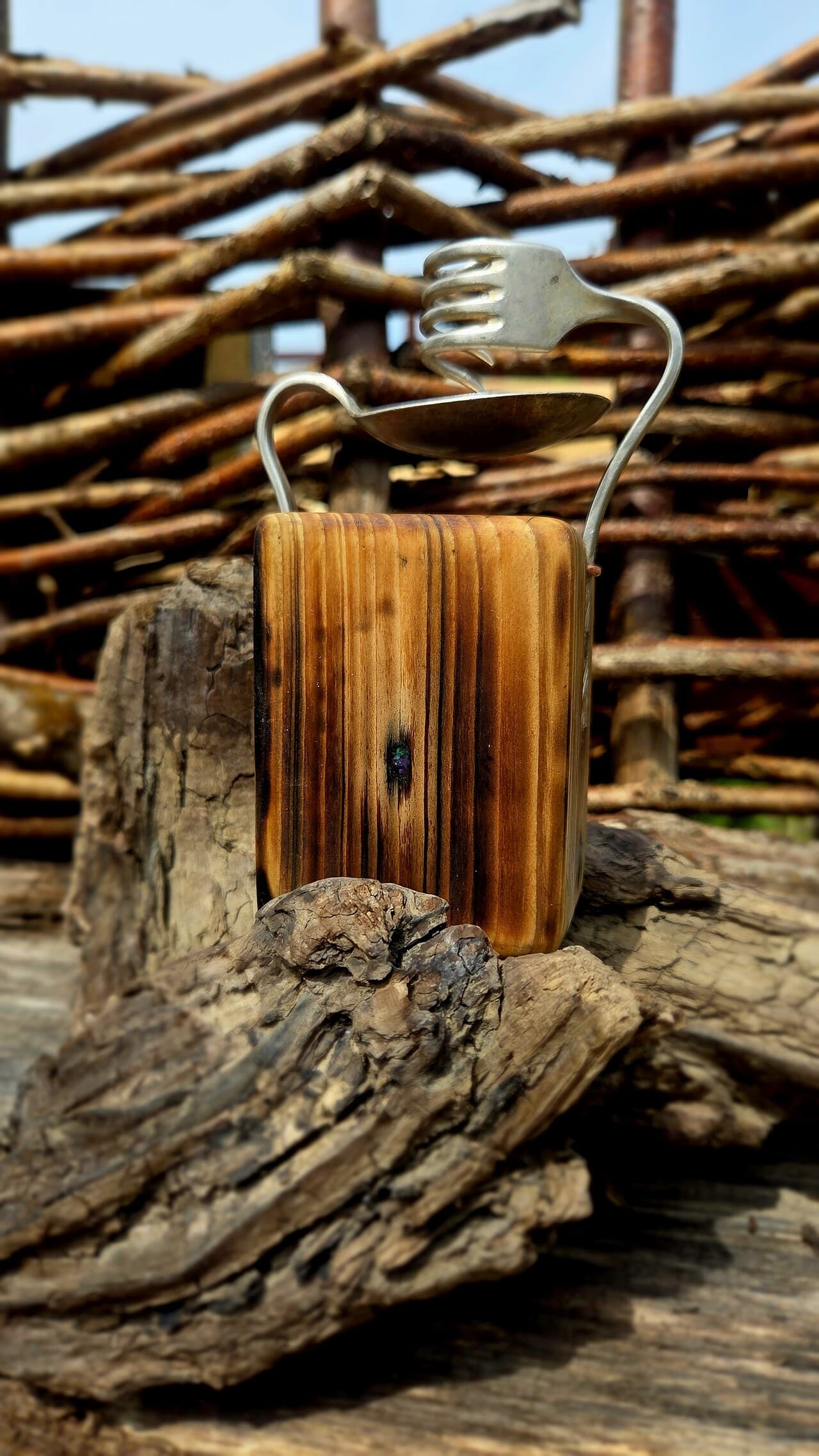 Vintage Fork & Spoon Candle Holder | CH-005, Copper Wire, made in Wotton-under-Edge, Gloucestershire, by Bough & Burrow - View 3