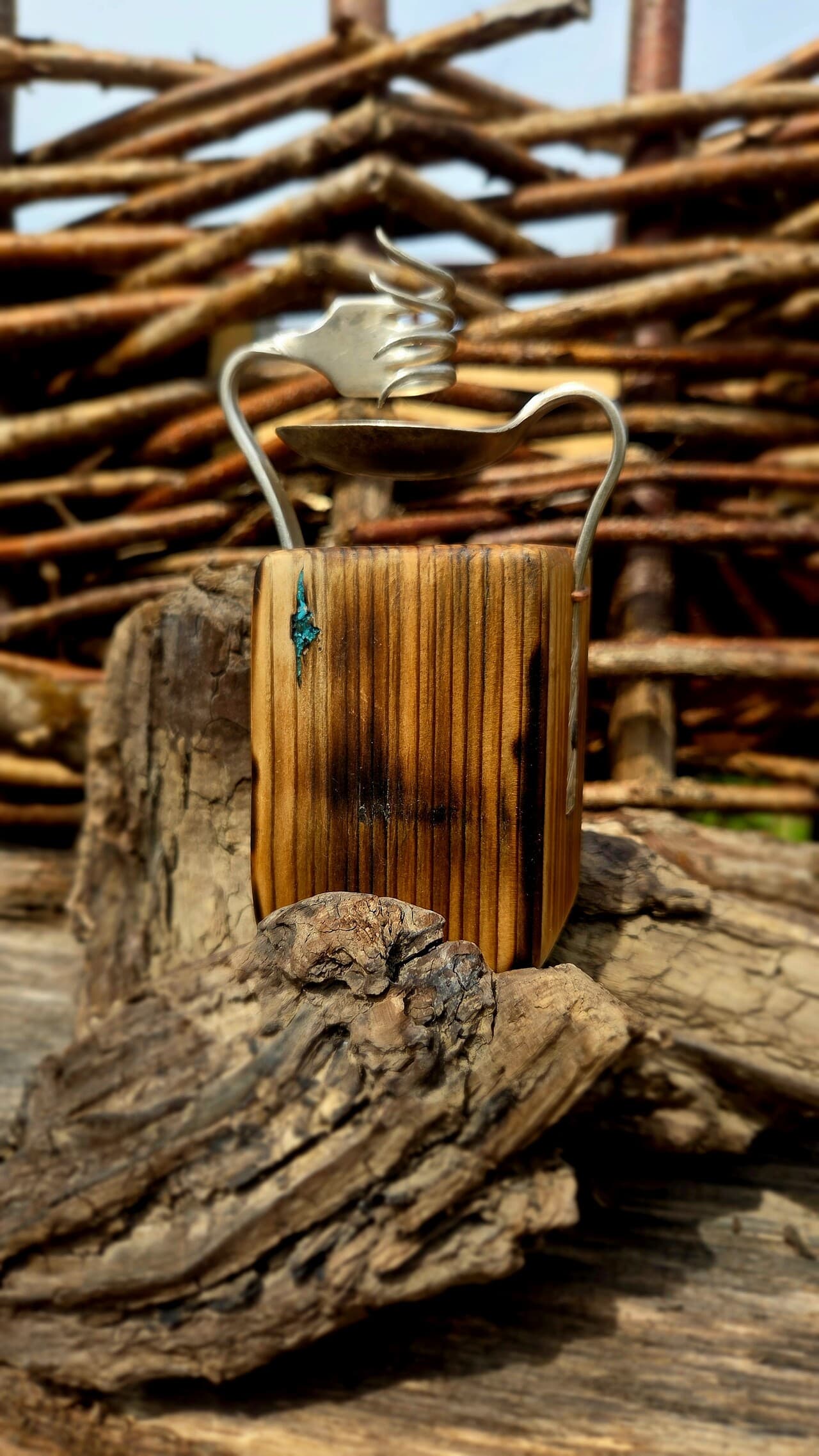 Vintage Fork & Spoon Candle Holder | CH-005, Copper Wire, made in Wotton-under-Edge, Gloucestershire, by Bough & Burrow - View 6