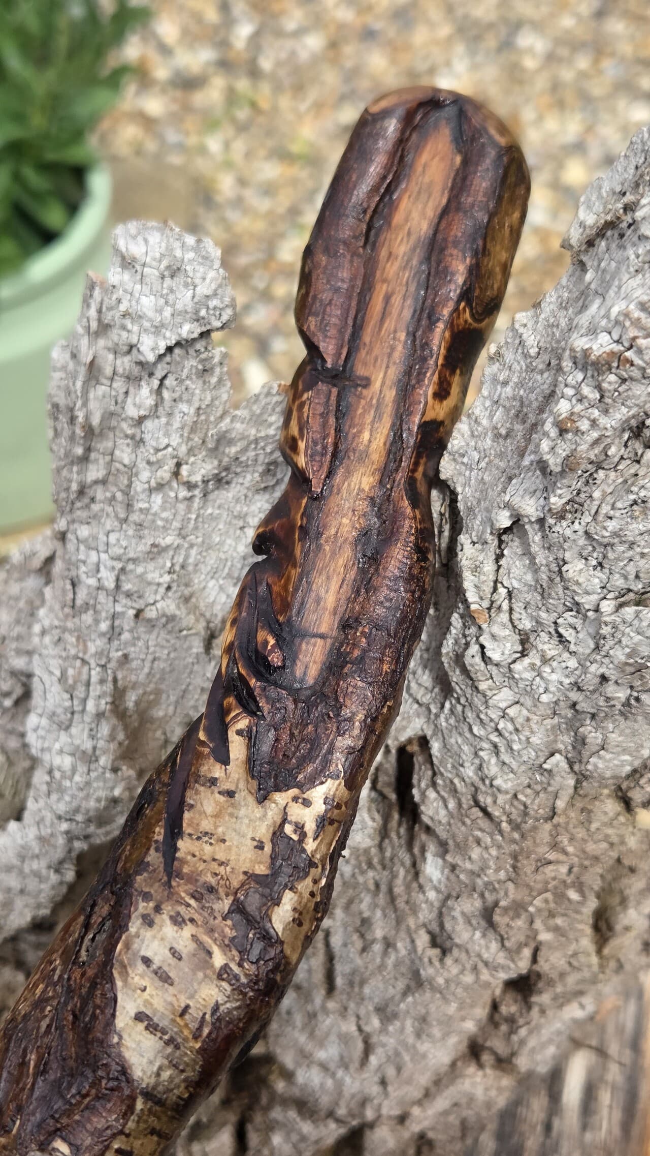 Hazel Hiking Stick with Wood Spirit | HS-010, Hazel, made in Wotton-under-Edge, Gloucestershire, by Bough & Burrow - View 10
