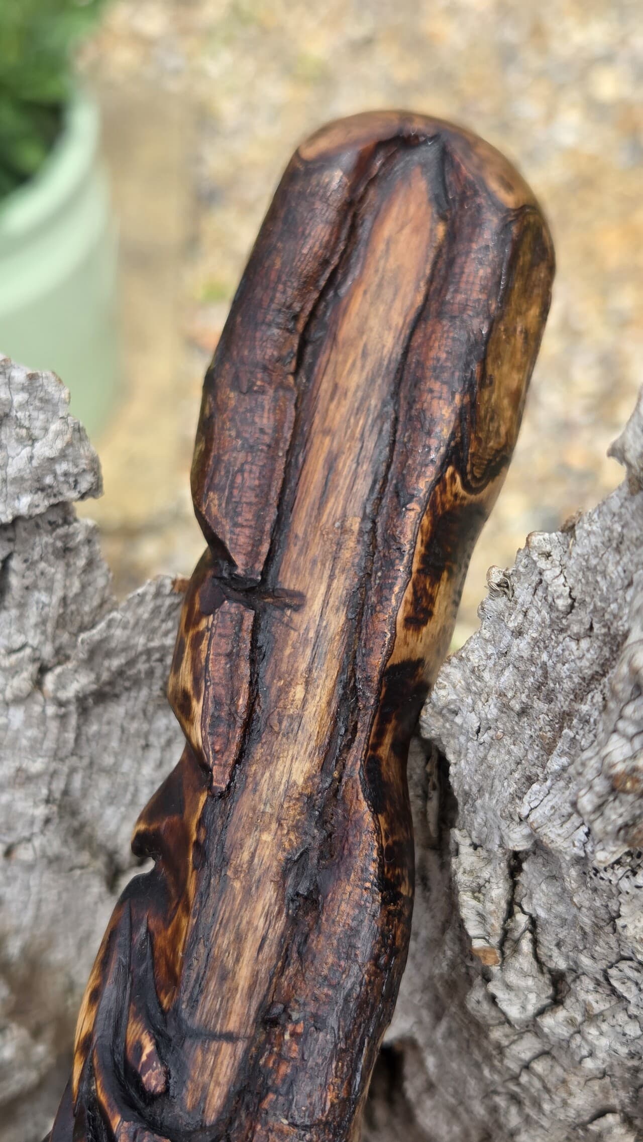 Hazel Hiking Stick with Wood Spirit | HS-010, Hazel, made in Wotton-under-Edge, Gloucestershire, by Bough & Burrow - View 11