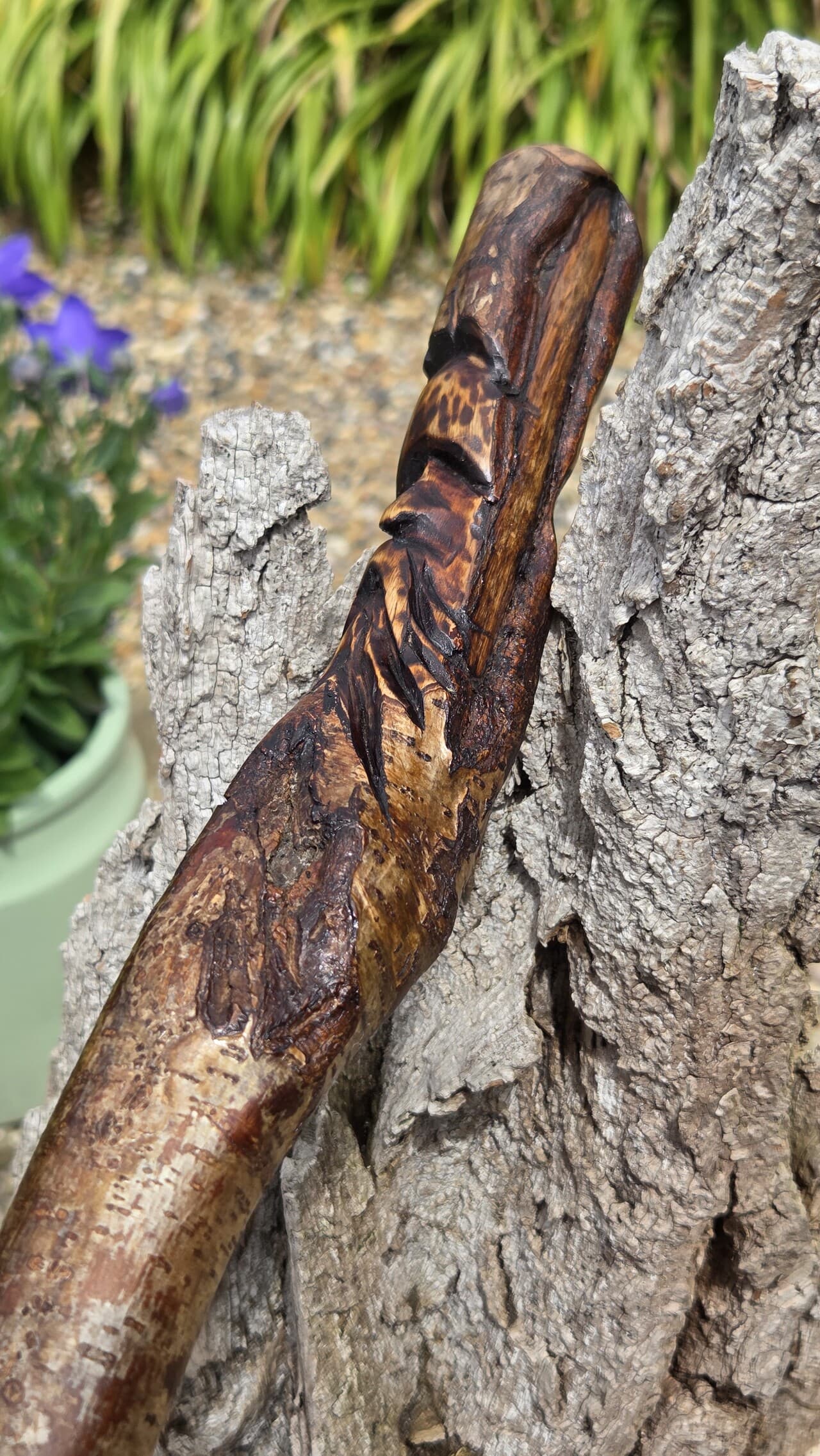 Hazel Hiking Stick with Wood Spirit | HS-010, Hazel, made in Wotton-under-Edge, Gloucestershire, by Bough & Burrow - View 9