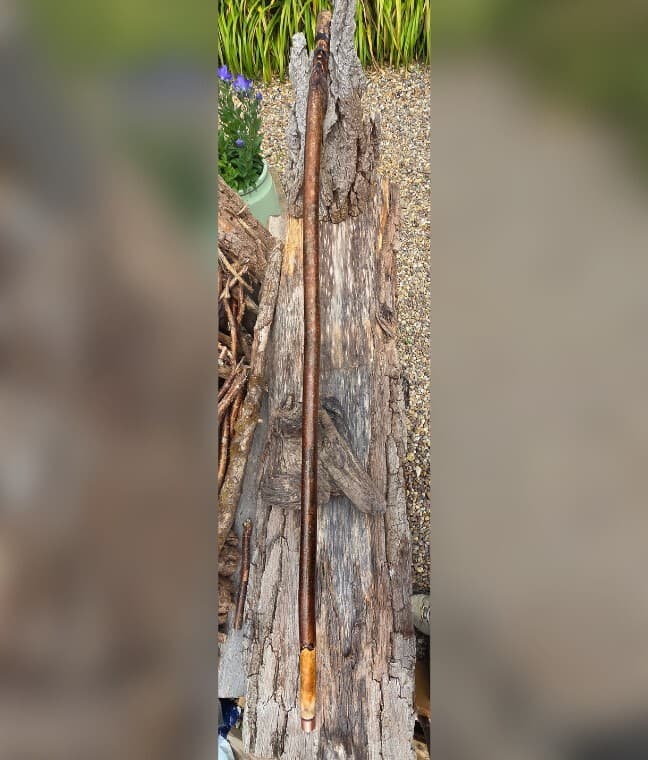 Hazel Hiking Stick with Wood Spirit | HS-010, Hazel, made in Wotton-under-Edge, Gloucestershire, by Bough & Burrow - Main image
