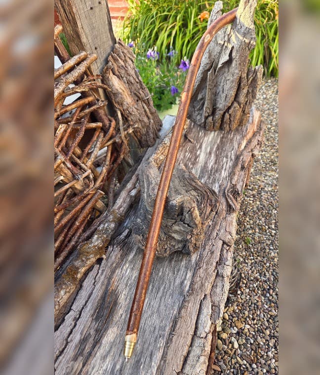 Hazel Walking Stick with Red Ochre | WS-001, Hazel, made in Wotton-under-Edge, Gloucestershire, by Bough & Burrow