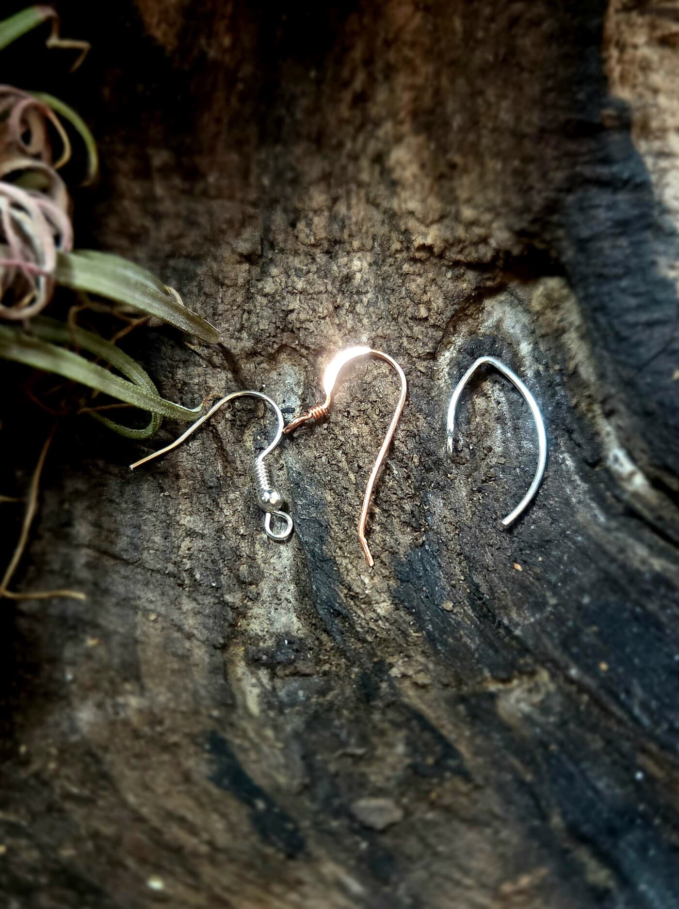 Cornish Driftwood Drop Earrings with Green Tourmaline Inlay, made in Wotton-under-Edge, Gloucestershire, by Bough & Burrow - View 9