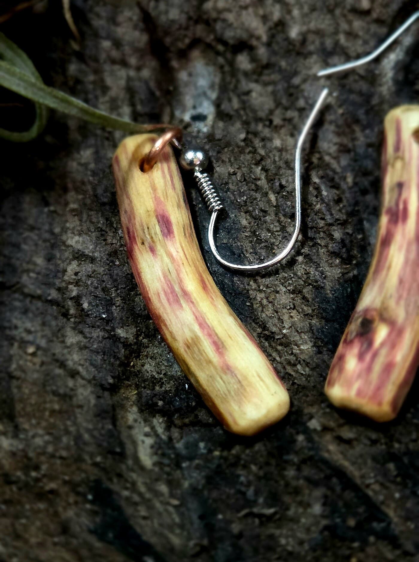 Driftwood and Azurite Drop Earrings, made in Wotton-under-Edge, Gloucestershire, by Bough & Burrow - View 7