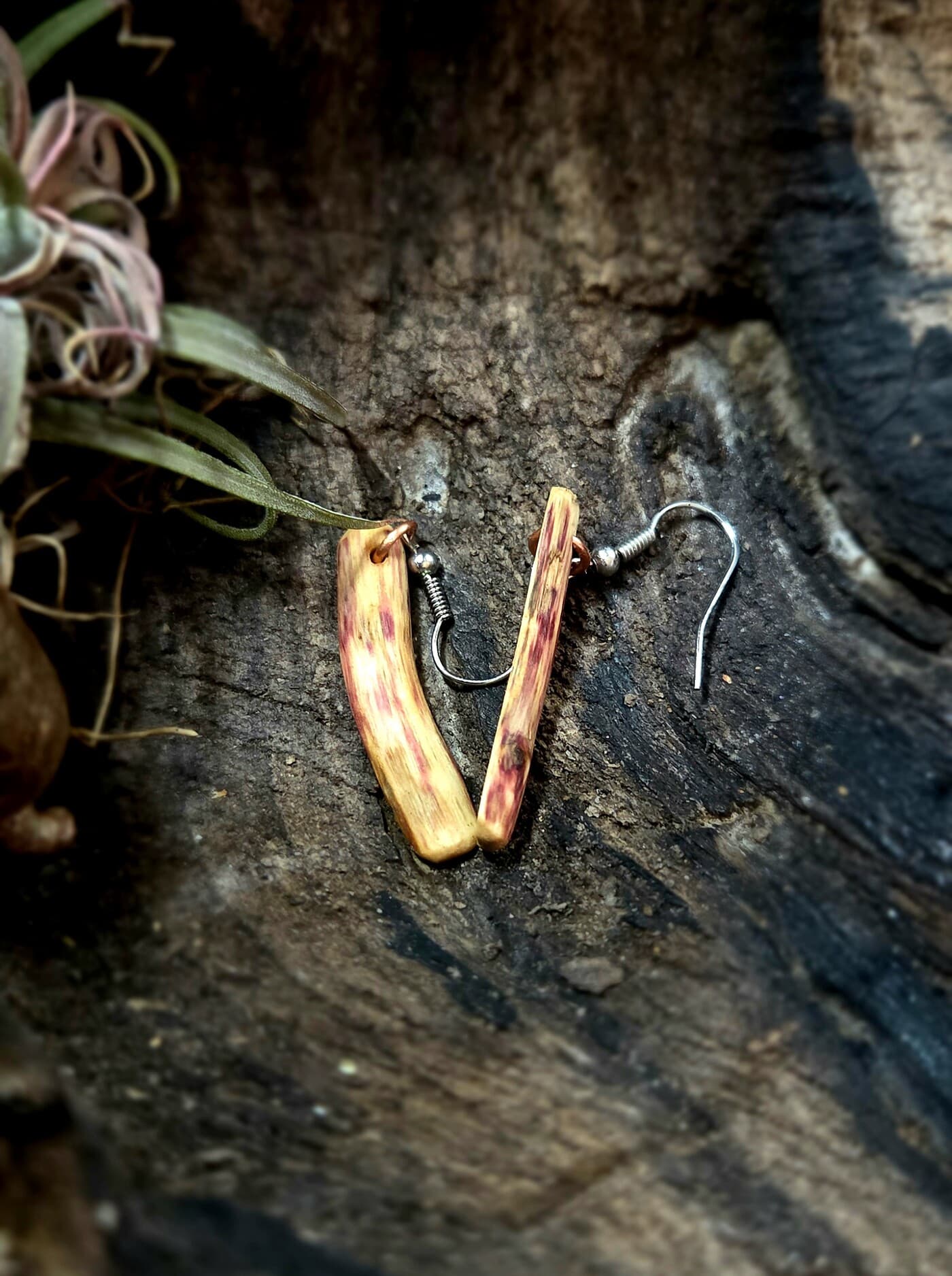 Driftwood and Azurite Drop Earrings, made in Wotton-under-Edge, Gloucestershire, by Bough & Burrow - View 8