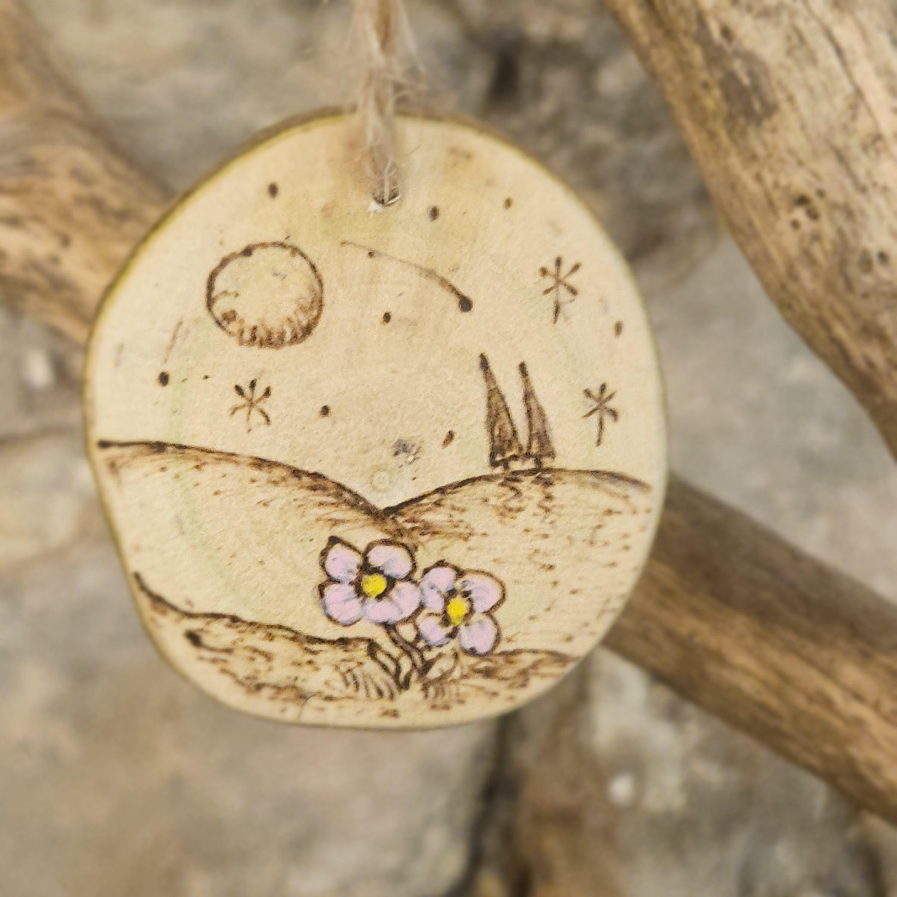 Mother's Day Gnome & Flowers Wooden Ornament with Landscape with Flowers, made in Wotton-under-Edge, Gloucestershire, by Bough & Burrow - View 4