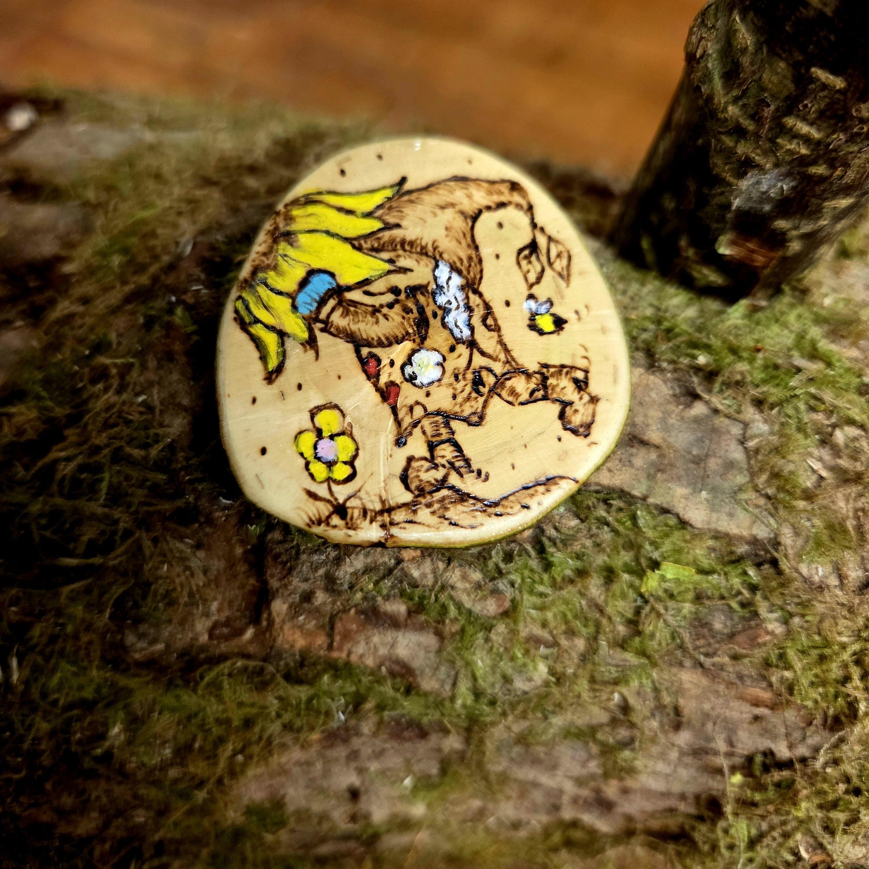 Hazel Wood Keepsake: Gonk Smelling Flowers, Hazel, Hazel, made in Wotton-under-Edge, Gloucestershire, by Bough & Burrow - View 2